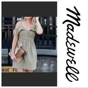 Madewell Khaki Cold Shoulder Dress Size 6 NWOT